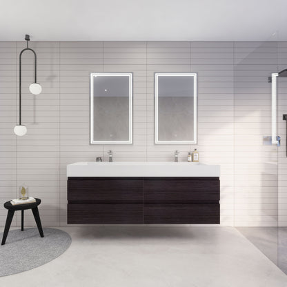 Monterey 72" Wall Mounted Bathroom Vanity with Reinforced Acrylic Integrated Sink Top