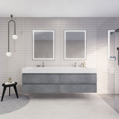 Monterey 84" Wall Mounted Bathroom Vanity with Reinforced Acrylic Integrated Sink Top