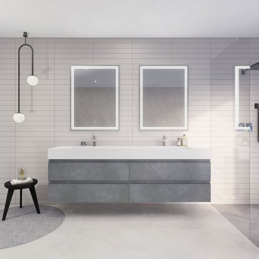 Monterey 84" Wall Mounted Bathroom Vanity with Reinforced Acrylic Integrated Sink Top