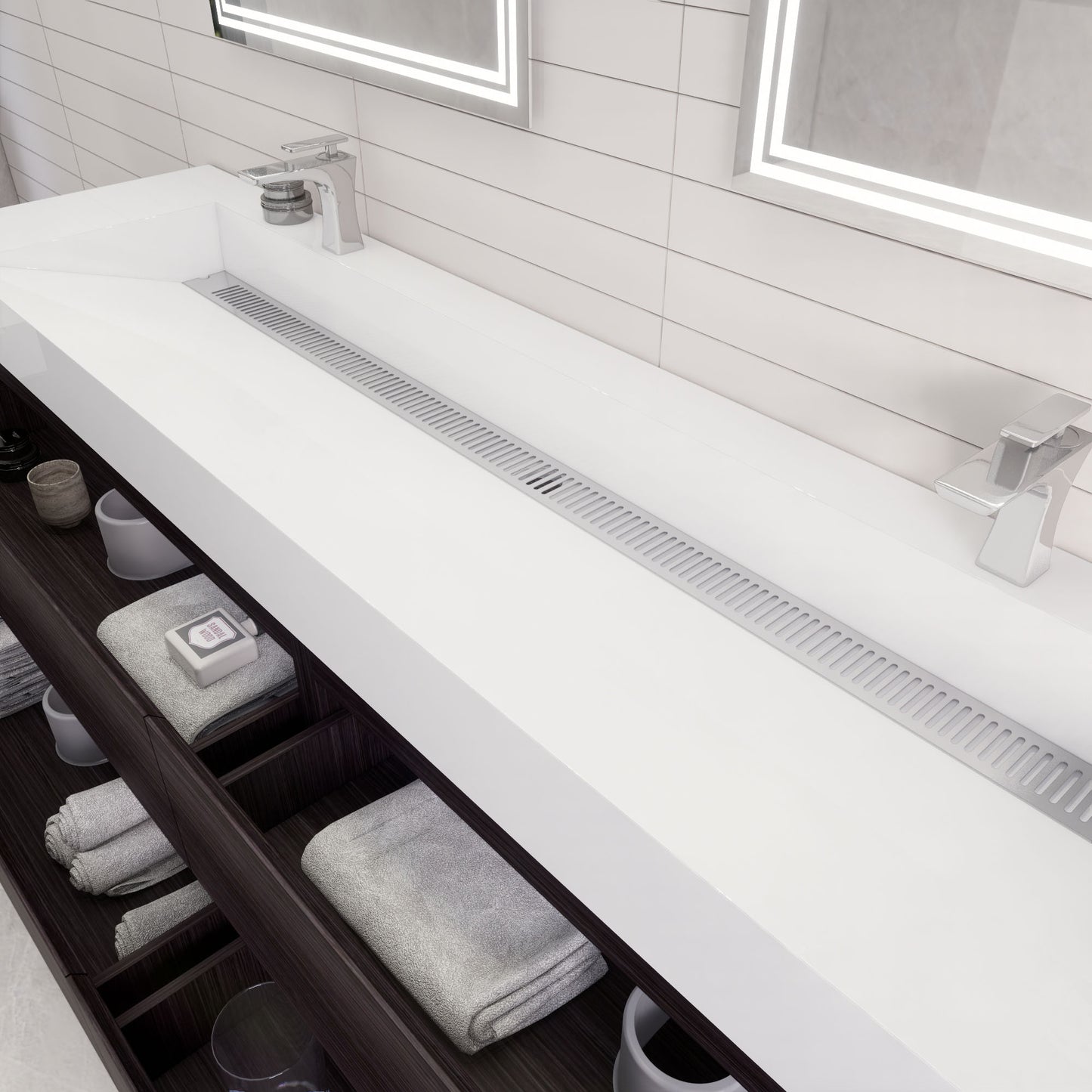 Monterey 84" Wall Mounted Bathroom Vanity with Reinforced Acrylic Integrated Sink Top