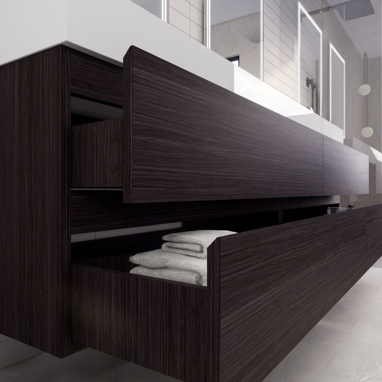 Monterey 84" Wall Mounted Bathroom Vanity with Reinforced Acrylic Integrated Sink Top