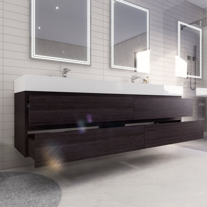 Monterey 84" Wall Mounted Bathroom Vanity with Reinforced Acrylic Integrated Sink Top