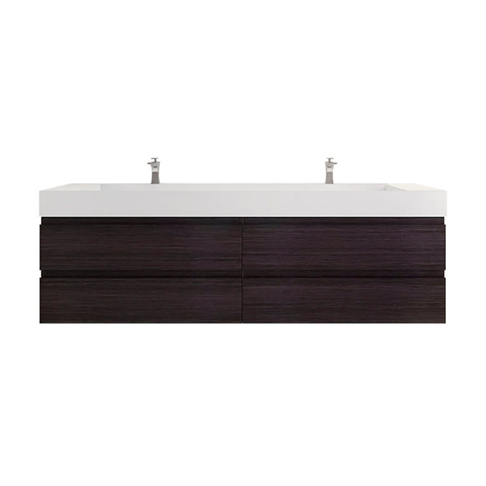 Monterey 84" Wall Mounted Bathroom Vanity with Reinforced Acrylic Integrated Sink Top