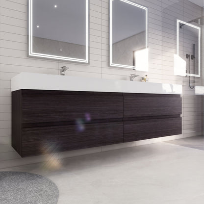 Monterey 84" Wall Mounted Bathroom Vanity with Reinforced Acrylic Integrated Sink Top
