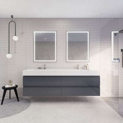 Monterey 84" Wall Mounted Bathroom Vanity with Reinforced Acrylic Integrated Sink Top