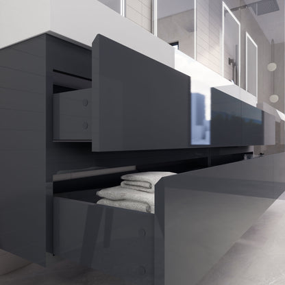 Monterey 84" Wall Mounted Bathroom Vanity with Reinforced Acrylic Integrated Sink Top