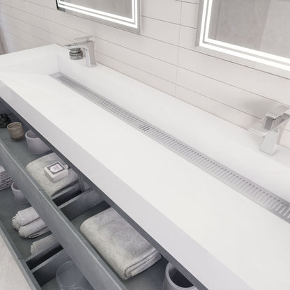 Monterey 84" Wall Mounted Bathroom Vanity with Reinforced Acrylic Integrated Sink Top