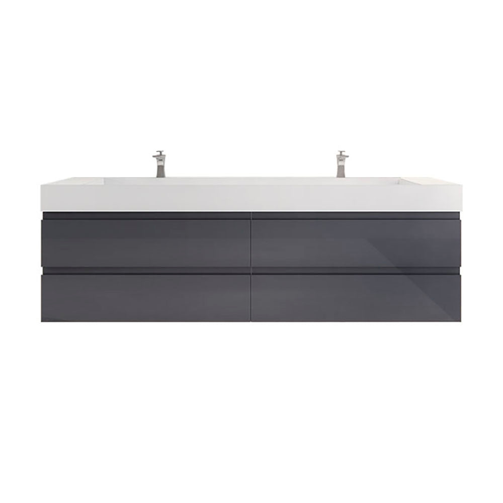 Monterey 84" Wall Mounted Bathroom Vanity with Reinforced Acrylic Integrated Sink Top