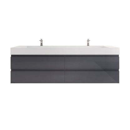 Monterey 84" Wall Mounted Bathroom Vanity with Reinforced Acrylic Integrated Sink Top