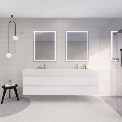 Monterey 84" Wall Mounted Bathroom Vanity with Reinforced Acrylic Integrated Sink Top