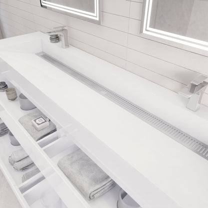 Monterey 84" Wall Mounted Bathroom Vanity with Reinforced Acrylic Integrated Sink Top