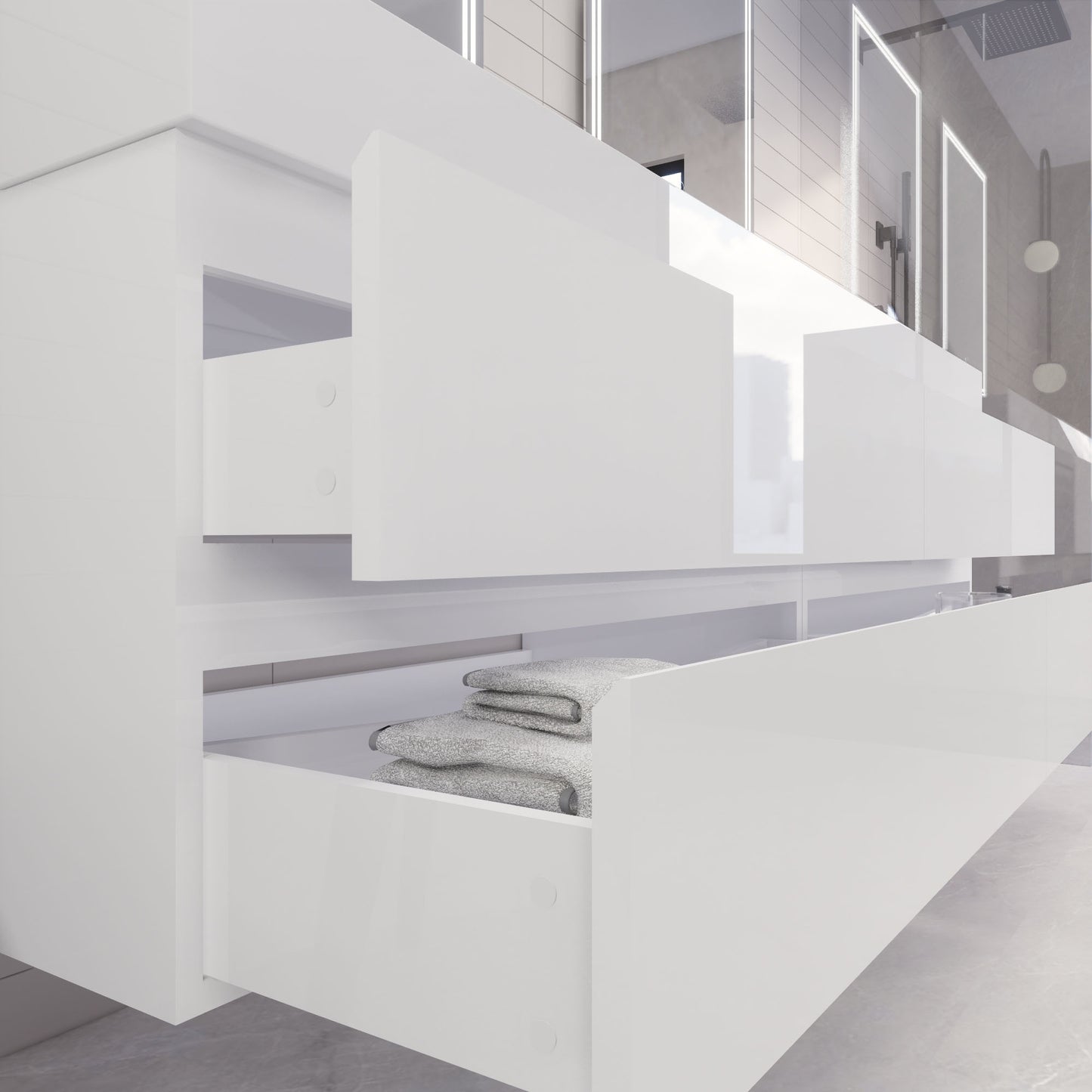 Monterey 84" Wall Mounted Bathroom Vanity with Reinforced Acrylic Integrated Sink Top