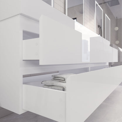Monterey 84" Wall Mounted Bathroom Vanity with Reinforced Acrylic Integrated Sink Top