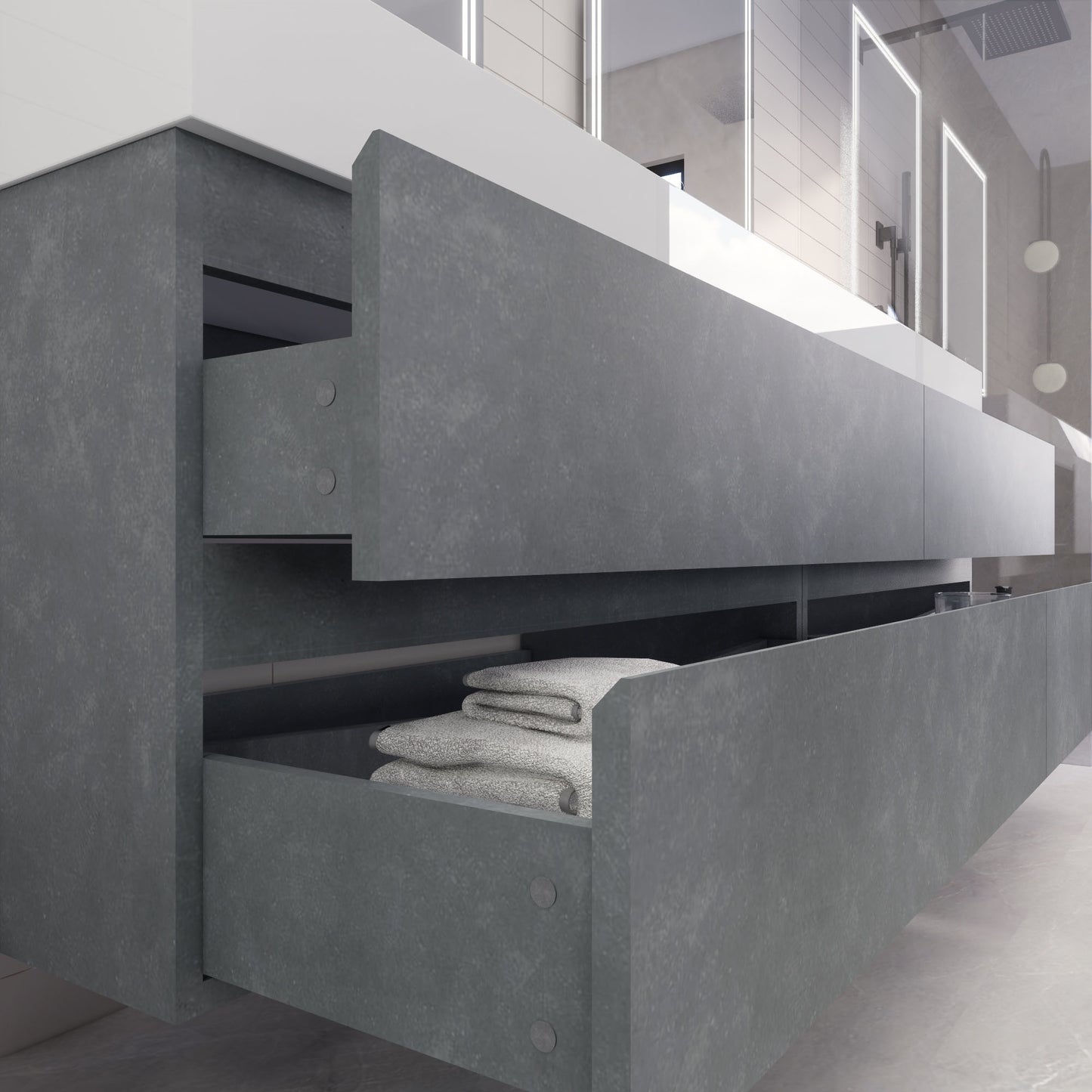 Monterey 84" Wall Mounted Bathroom Vanity with Reinforced Acrylic Integrated Sink Top