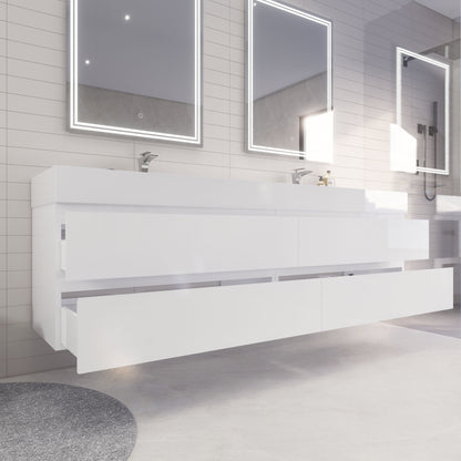 Monterey 84" Wall Mounted Bathroom Vanity with Reinforced Acrylic Integrated Sink Top