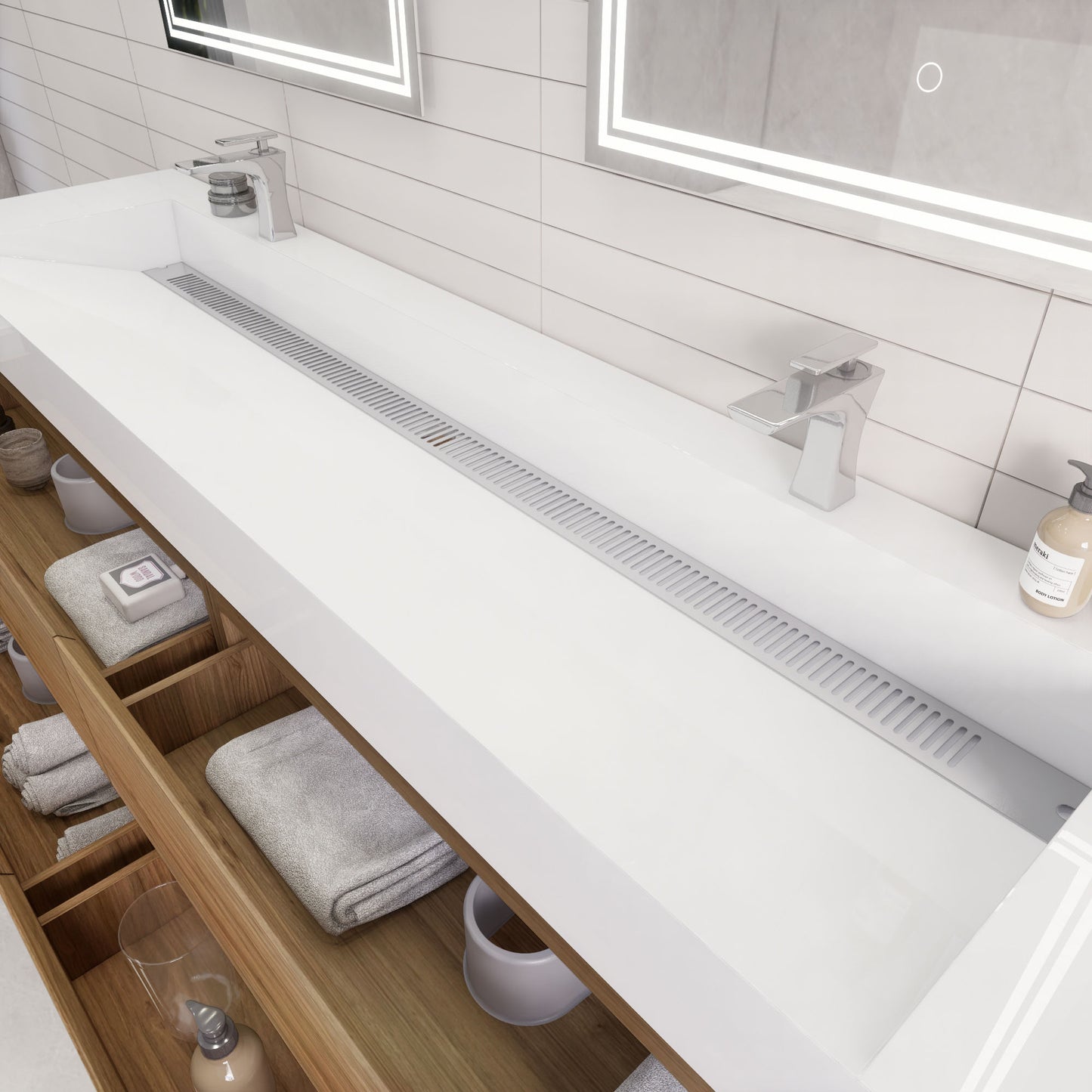 Monterey 84" Wall Mounted Bathroom Vanity with Reinforced Acrylic Integrated Sink Top