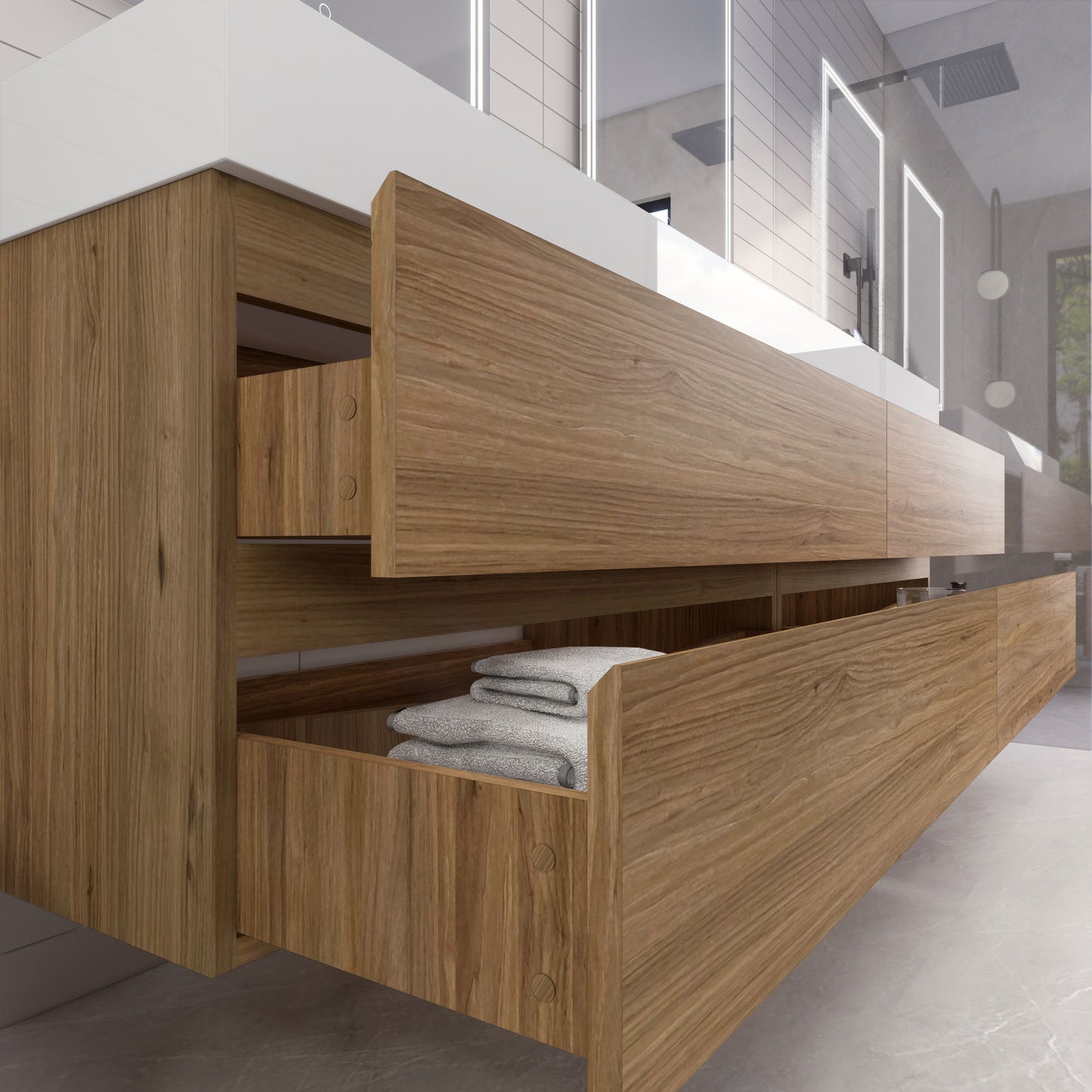Monterey 84" Wall Mounted Bathroom Vanity with Reinforced Acrylic Integrated Sink Top