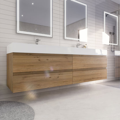 Monterey 84" Wall Mounted Bathroom Vanity with Reinforced Acrylic Integrated Sink Top