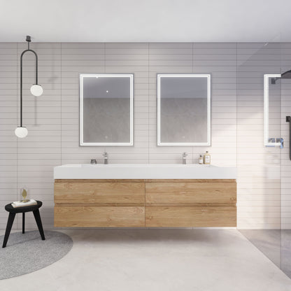 Monterey 84" Wall Mounted Bathroom Vanity with Reinforced Acrylic Integrated Sink Top