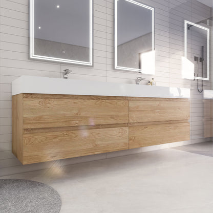 Monterey 84" Wall Mounted Bathroom Vanity with Reinforced Acrylic Integrated Sink Top
