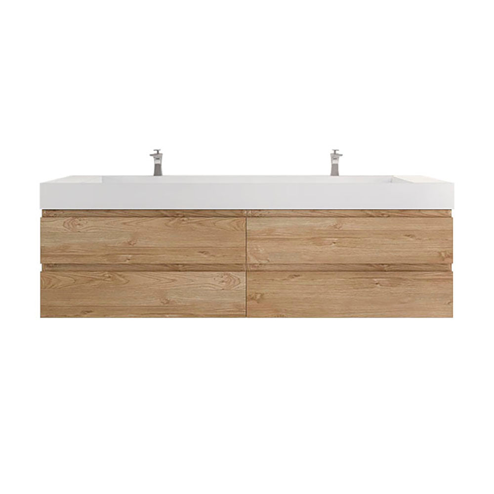 Monterey 84" Wall Mounted Bathroom Vanity with Reinforced Acrylic Integrated Sink Top