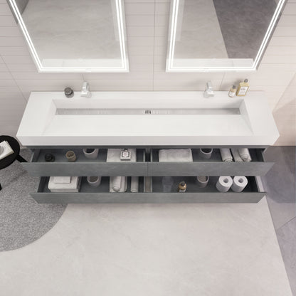 Monterey 84" Wall Mounted Bathroom Vanity with Reinforced Acrylic Integrated Sink Top