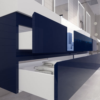 Monterey 84" Wall Mounted Bathroom Vanity with Reinforced Acrylic Integrated Sink Top