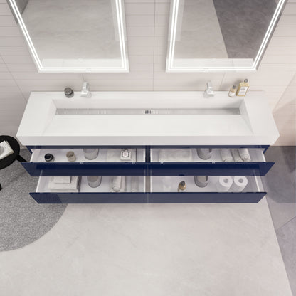 Monterey 84" Wall Mounted Bathroom Vanity with Reinforced Acrylic Integrated Sink Top