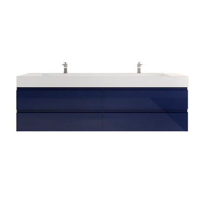 Monterey 84" Wall Mounted Bathroom Vanity with Reinforced Acrylic Integrated Sink Top