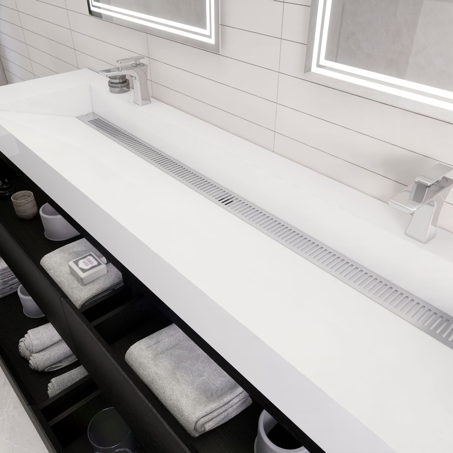 Monterey 84" Wall Mounted Bathroom Vanity with Reinforced Acrylic Integrated Sink Top