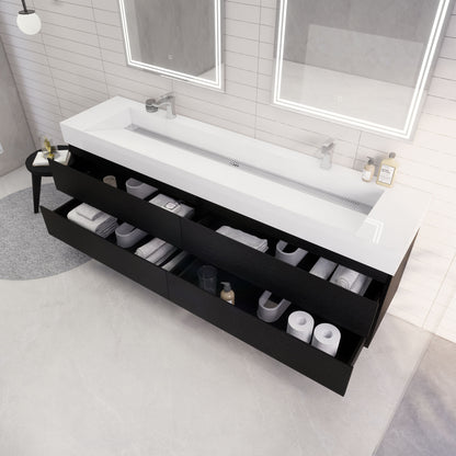 Monterey 84" Wall Mounted Bathroom Vanity with Reinforced Acrylic Integrated Sink Top