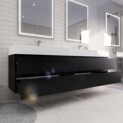 Monterey 84" Wall Mounted Bathroom Vanity with Reinforced Acrylic Integrated Sink Top