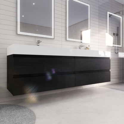 Monterey 84" Wall Mounted Bathroom Vanity with Reinforced Acrylic Integrated Sink Top