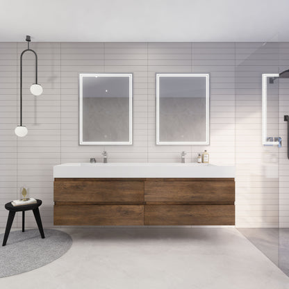 Monterey 84" Wall Mounted Bathroom Vanity with Reinforced Acrylic Integrated Sink Top