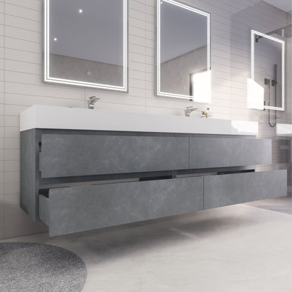 Monterey 84" Wall Mounted Bathroom Vanity with Reinforced Acrylic Integrated Sink Top