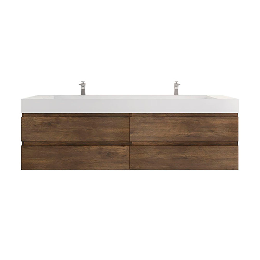 Monterey 84" Wall Mounted Bathroom Vanity with Reinforced Acrylic Integrated Sink Top