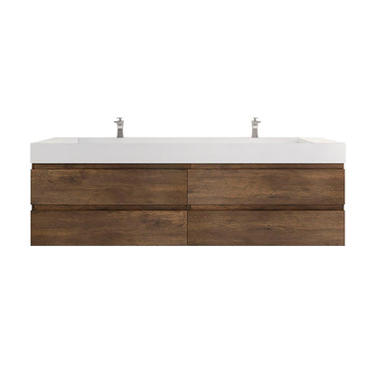 Monterey 84" Wall Mounted Bathroom Vanity with Reinforced Acrylic Integrated Sink Top