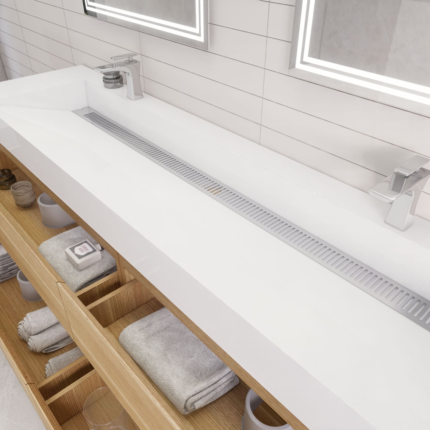 Monterey 84" Wall Mounted Bathroom Vanity with Reinforced Acrylic Integrated Sink Top