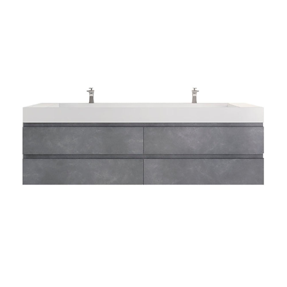 Monterey 84" Wall Mounted Bathroom Vanity with Reinforced Acrylic Integrated Sink Top