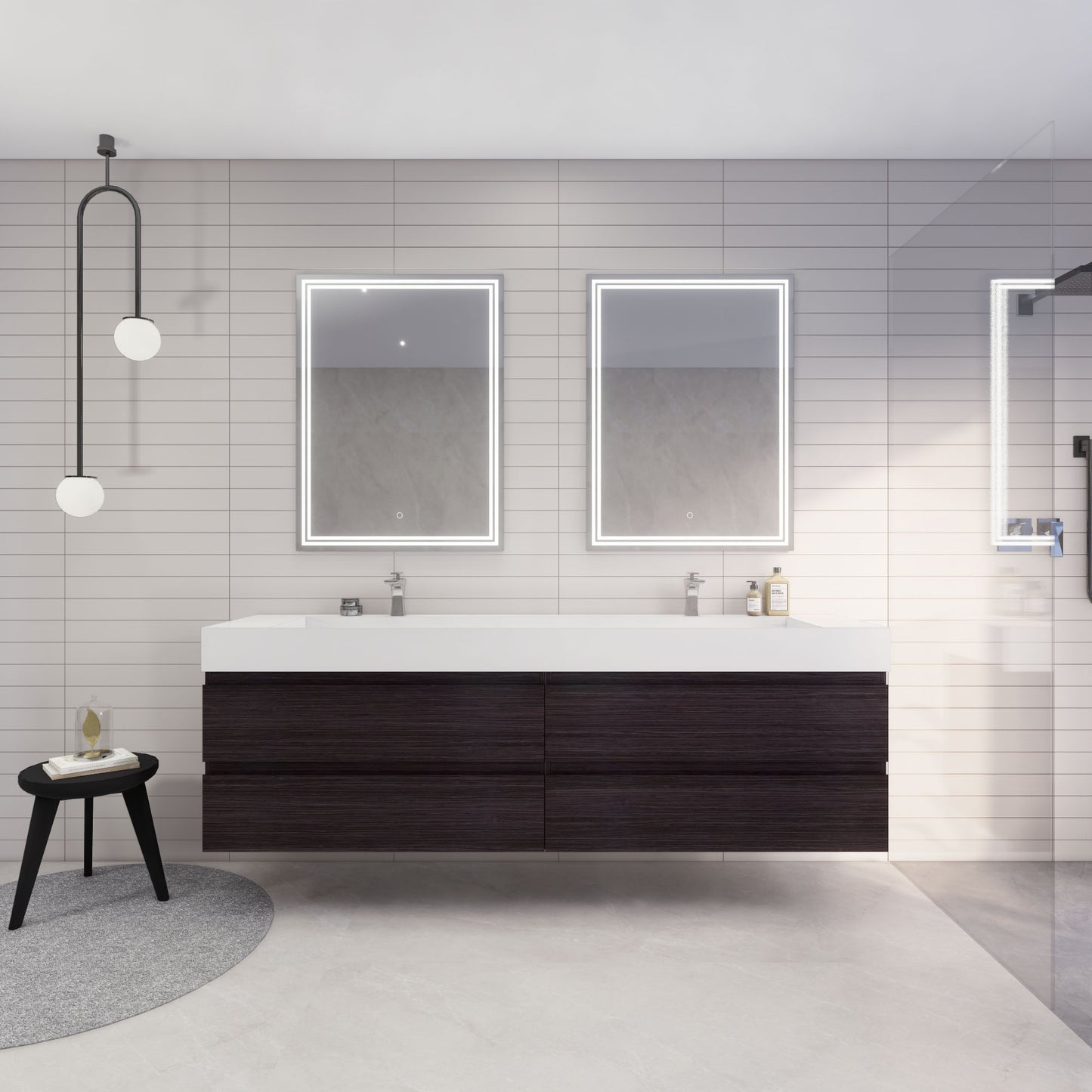 Monterey 84" Wall Mounted Bathroom Vanity with Reinforced Acrylic Integrated Sink Top