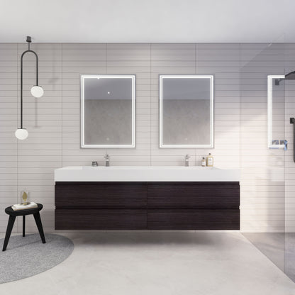 Monterey 84" Wall Mounted Bathroom Vanity with Reinforced Acrylic Integrated Sink Top
