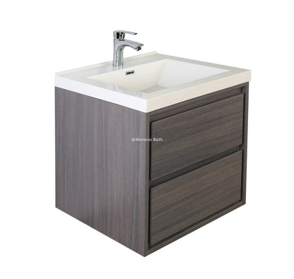 Sage 24" Wall Mounted Bathroom Vanity with Reinforced Acrylic Integrated Sink Top