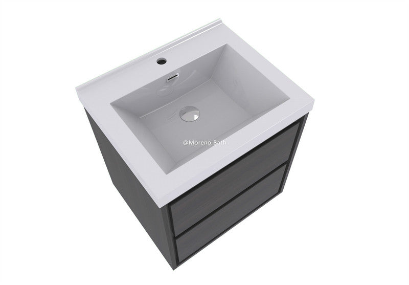Sage 24" Wall Mounted Bathroom Vanity with Reinforced Acrylic Integrated Sink Top