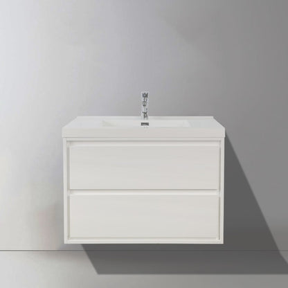 Sage 30" Wall Mounted Bathroom Vanity with Reinforced Acrylic Integrated Sink Top