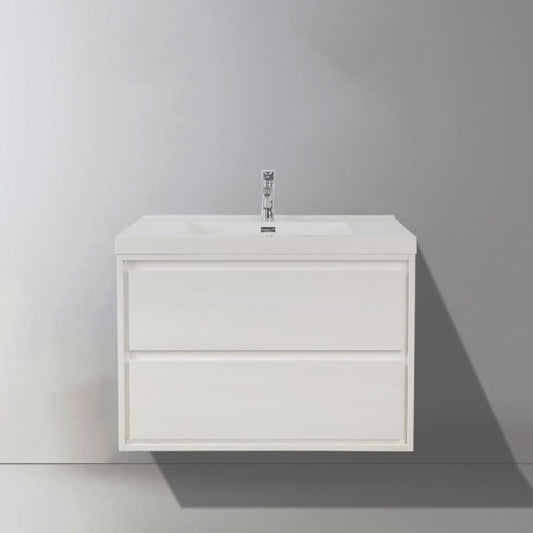 Sage 30" Wall Mounted Bathroom Vanity with Reinforced Acrylic Integrated Sink Top
