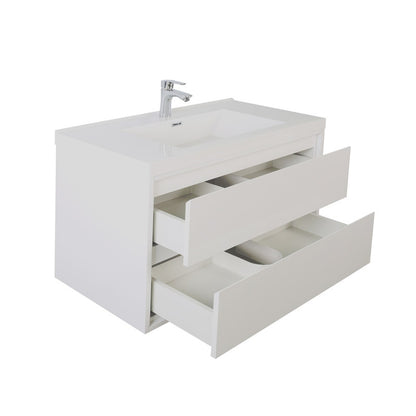 Sage 30" Wall Mounted Bathroom Vanity with Reinforced Acrylic Integrated Sink Top