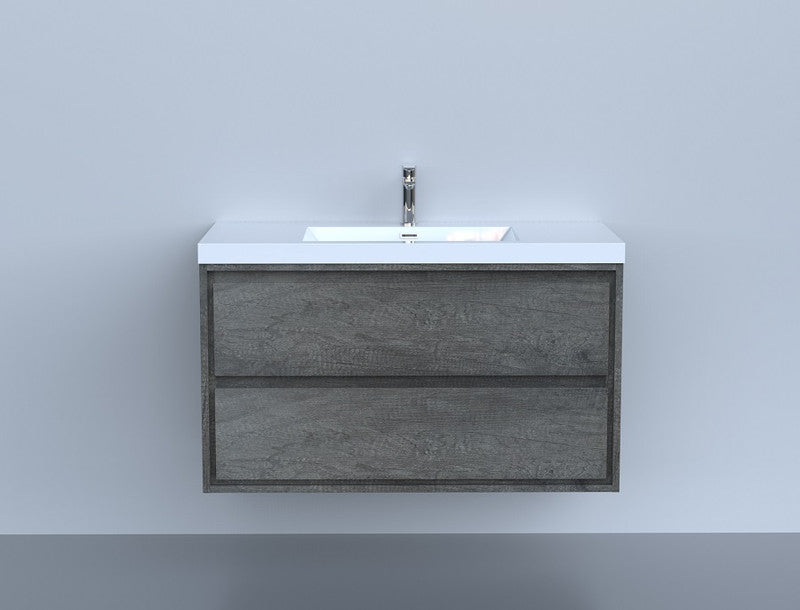 Sage 42" Wall Mounted Bathroom Vanity with Reinforced Acrylic Integrated Sink Top