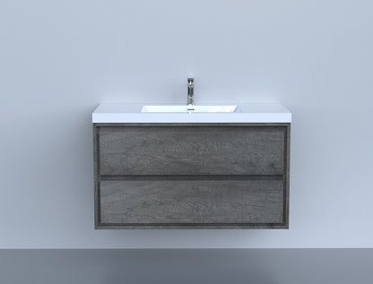 Sage 42" Wall Mounted Bathroom Vanity with Reinforced Acrylic Integrated Sink Top