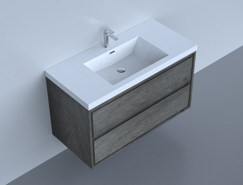 Sage 42" Wall Mounted Bathroom Vanity with Reinforced Acrylic Integrated Sink Top