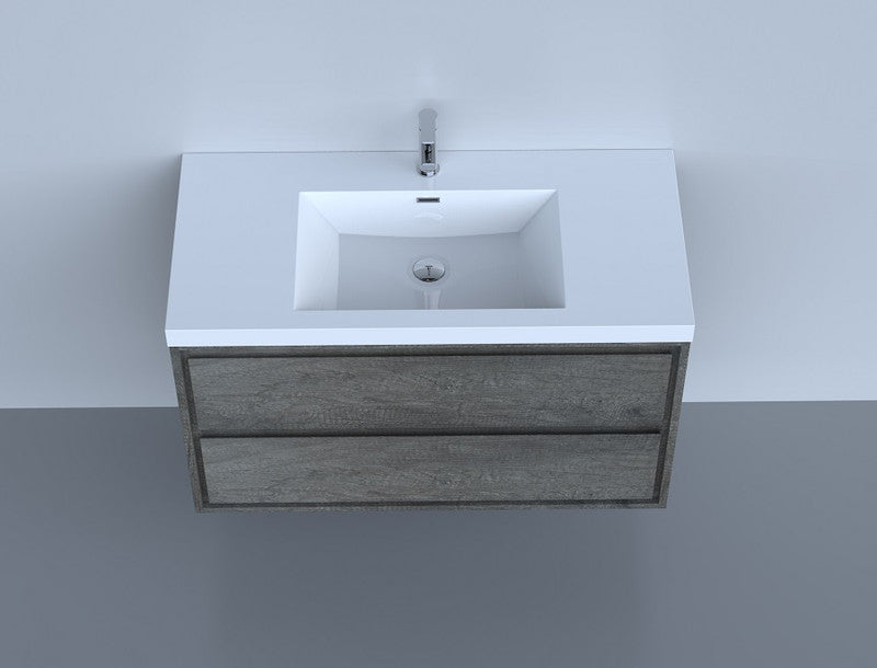 Sage 42" Wall Mounted Bathroom Vanity with Reinforced Acrylic Integrated Sink Top